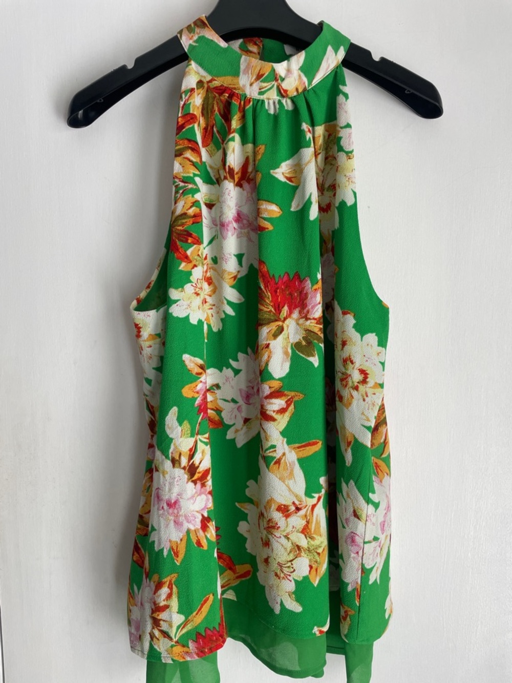 Rose & Olive Green Floral Halter Blouse
